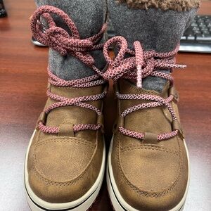 Brown and Gray Womens Boots